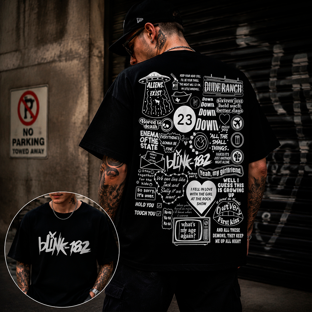 Camiseta Basica e OVERSIZED Blink-182 One More Time Album Metal Grunge World Tour Unissex