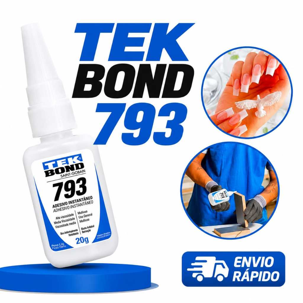 Kit 3 Cola Instantânea Tek Bond 793 20g Super Forte Secagem Rápida Multiuso Tipo Super Bonder