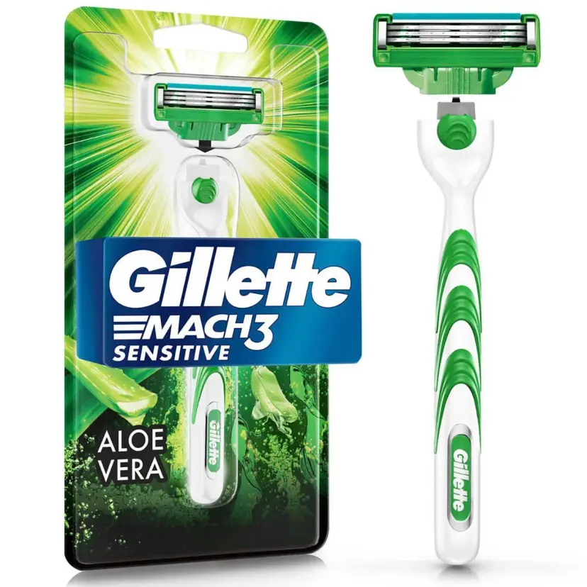 Aparelho de Barbear Gillette Mach3 Sensitive Original – Recarregável, Antiderrapante e Ideal para Usar no Chuveiro