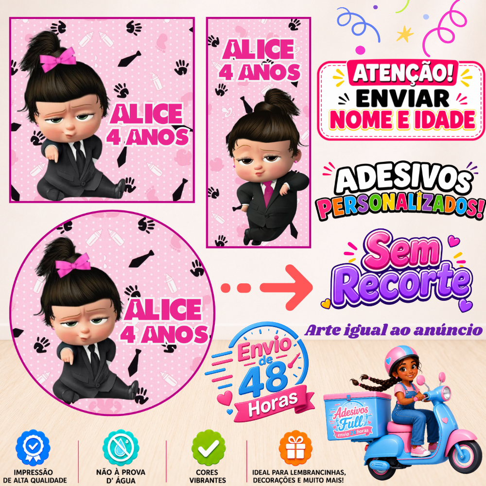 A Poderosa Chefinha MOD.03 - 100/60/40 Adesivos Personalizados Lembrancinhas Festa Aniversário