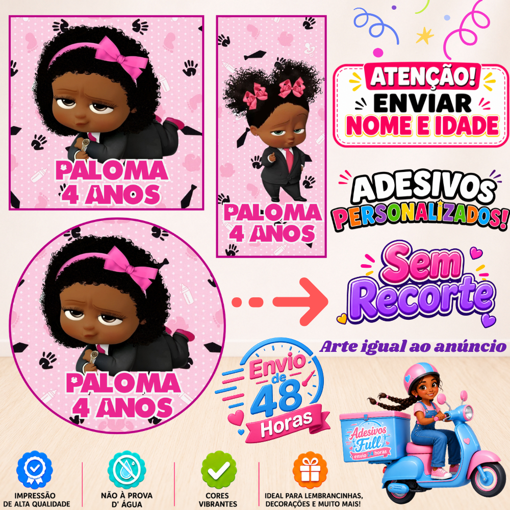 A Poderosa Chefinha MOD.01 - 100/60/40 Adesivos Personalizados Lembrancinhas Festa Aniversário