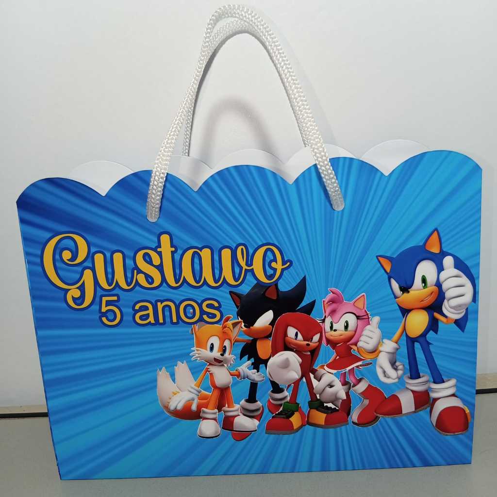 Sacolinha Personalizada | Sonic e Amigos | Lembrancinha Infantil | Aniversário