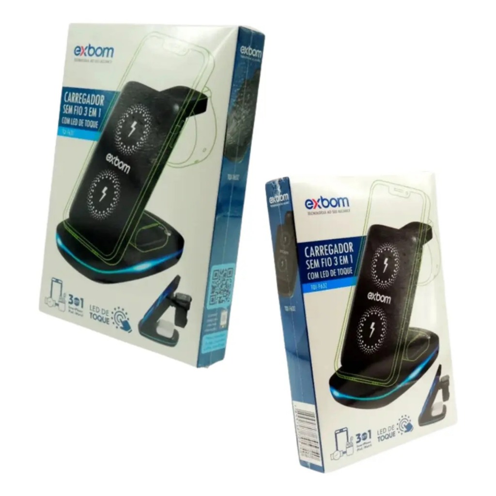 Carregador Indução Sem Fio 3 Em 1 Celular Fone Smartwatch