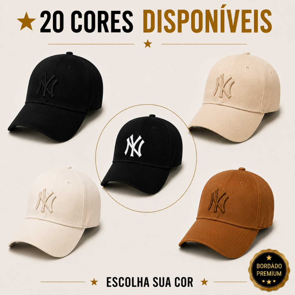 Boné New York NY Bordado Premium, Aba Curva, Masculino Feminino, Unissex, Regulagem Ajustável, Blogueira- ENVIO IMEDIATO