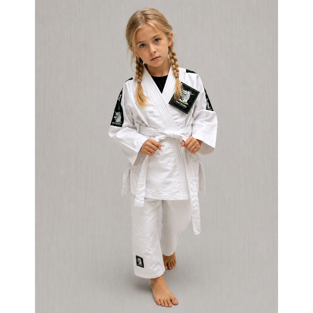 Kimono Infantil Judô Jiu-Jitsu Start Matsuru Branco com Faixa M0 M1 M2 M3 M4