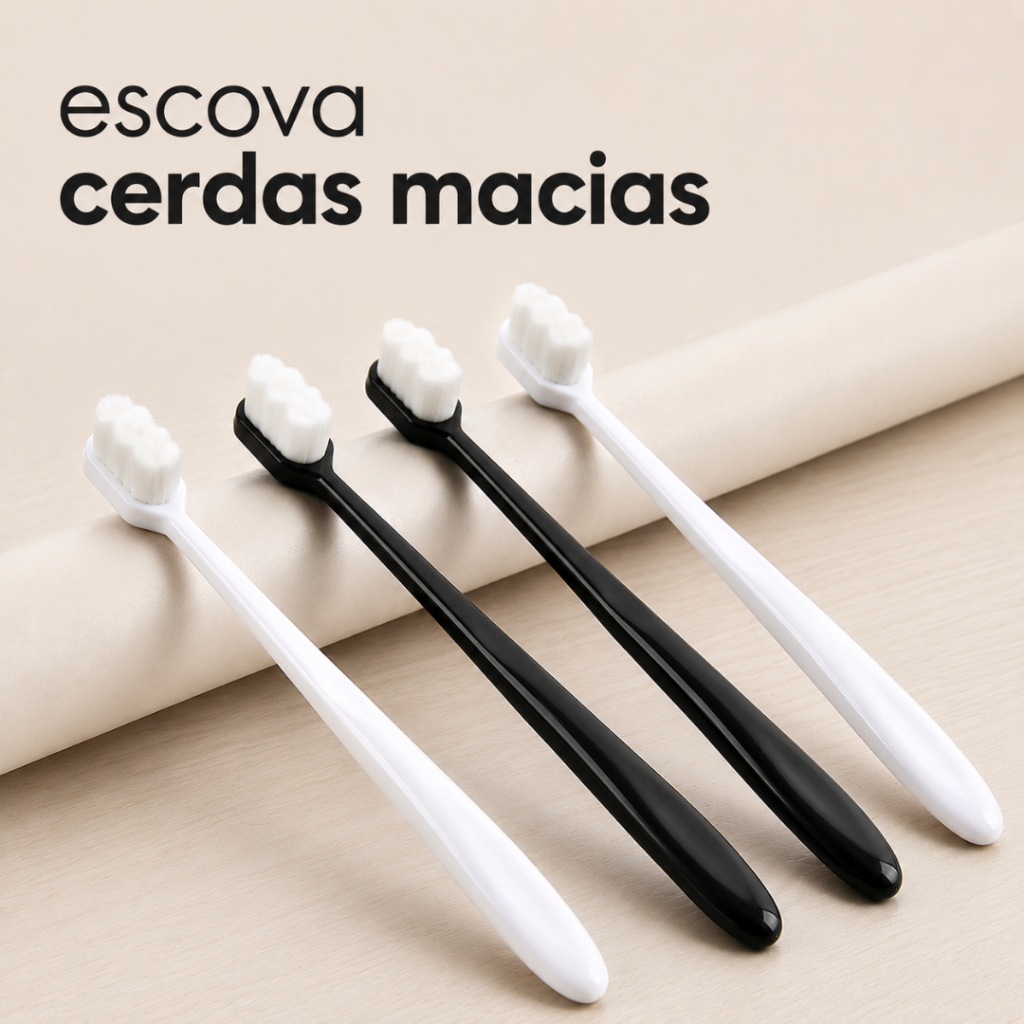 Escova de Dentes com Muitas Cerdas Extra Macia Saúde Bucal Higienização Confortável Mícron Japonesa