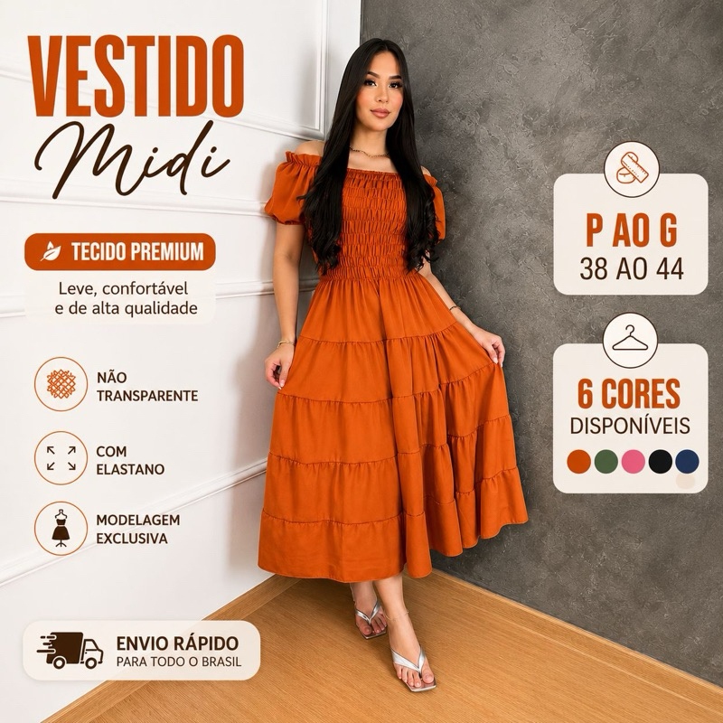 Vestido feminino festa elegante estiloso midi lastex quatro marias moda evangelica ref 130