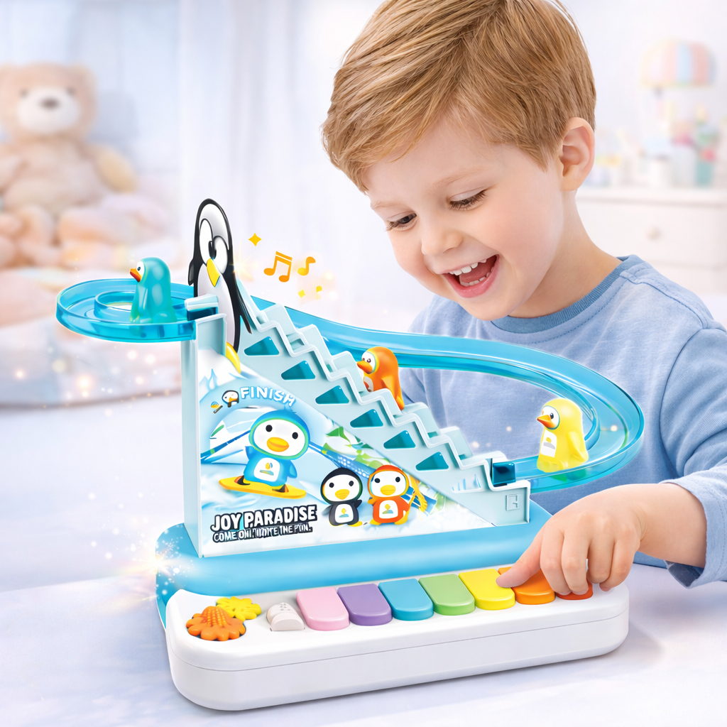 Parque Pinguim Brinquedo Infantil Diversão com Piano Musical Sons e Luzes