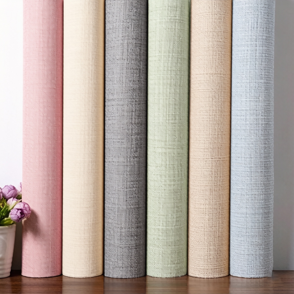 Papel de Parede Linho Bege Premium Autoadesivo Impermeável para Sala Quarto Decoração Moderna 5Mx45CM