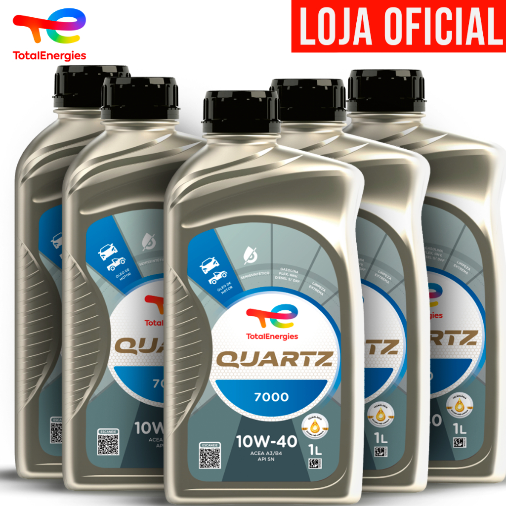 Kit 5 Óleos Semi Sintético 10W-40 Quartz 7000 ACEA A3/B4 e API SN TotalEnergies