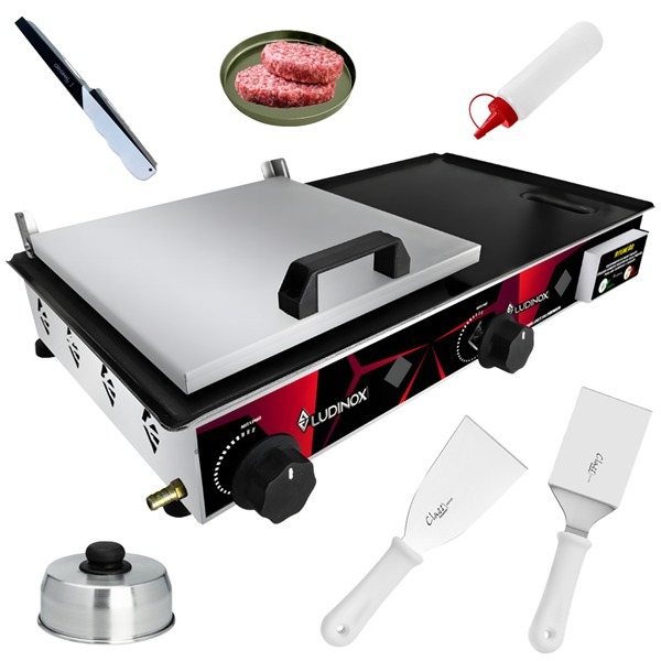 Chapa Chapeira 60x30 Profissional Industrial para FoodTruck Lanchonetes Bares Restaurante + Acessórios