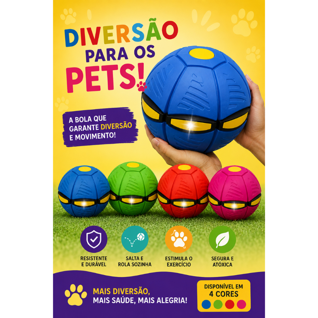 BRINQUEDO BOLA MÁGICA COM LED PARA CACHORRO E GATO- DIVERSÃO PARA SEU PET - CORES VARIADAS .