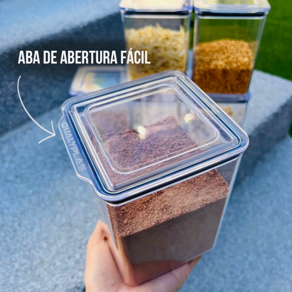 Kit potes herméticos acrílicos 6 potes de 1,1 litro cristal — imagem 2 de 2