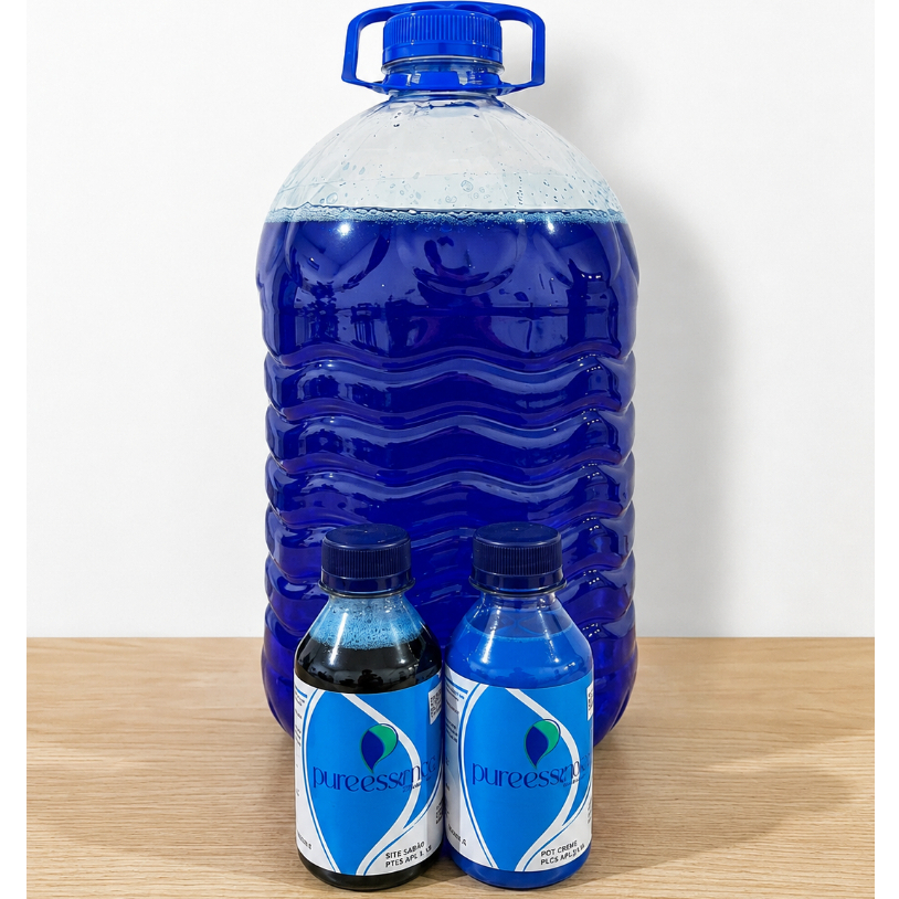 Base Sabão Líquido AZUL Faz 5L – Kit Blend Concentrado 2 Frascos – Lava Roupas Fácil de Fazer