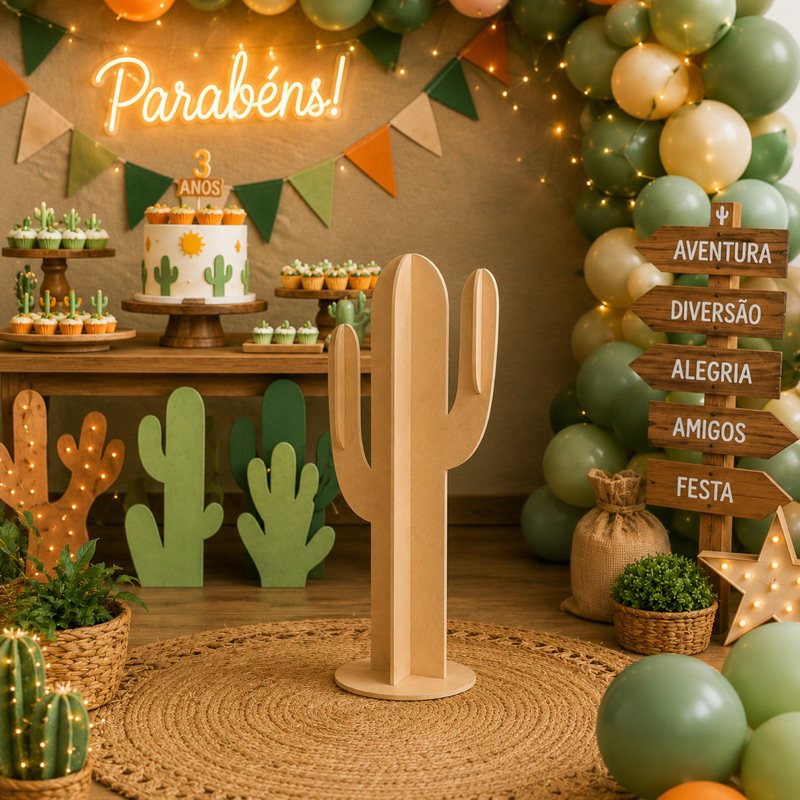 Cacto Desmontável Decoração de Festas e Ambientes para Cenários e Banners