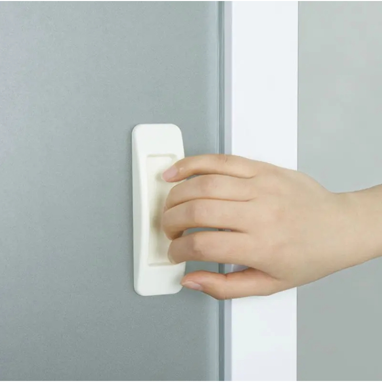 Puxador Adesivo Plástico Branco  Preto  Para Porta Correr Geladeira Gavetas Janela Vidro 11cm Fácil