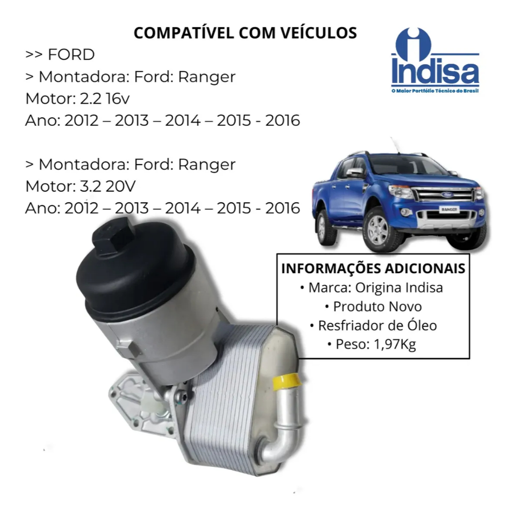 Radiador De Oleo Trocador De Calor Completo Ranger 2.2 3.2 — imagem 2 de 2