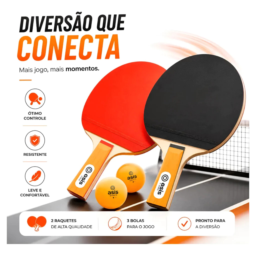 Raquetes Ping Pong Tênis De Mesa Profissional 2 raquetes com 3 Bolas