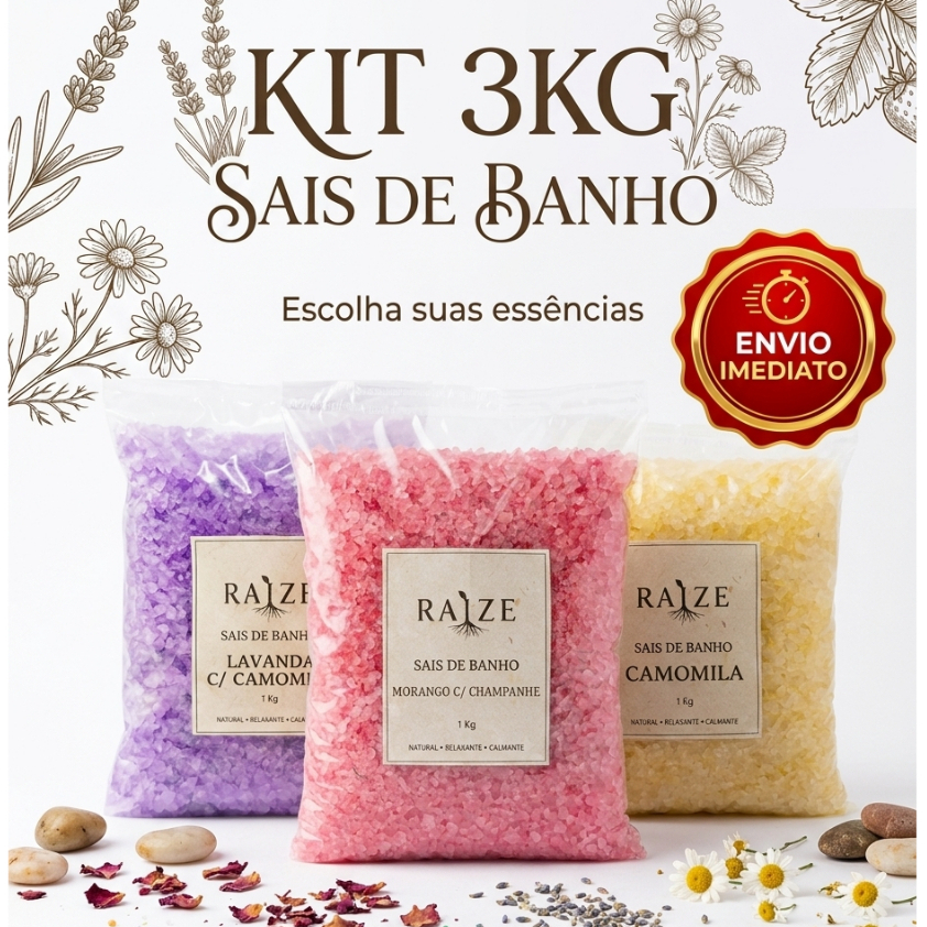 Sais De Banho KIT 3KG Banheira Relaxante Natural Ofurô Spa