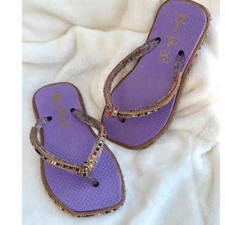 Chinelo Infantil Meninas Com Strass Blogueirinha Brilho Delicado Colorido