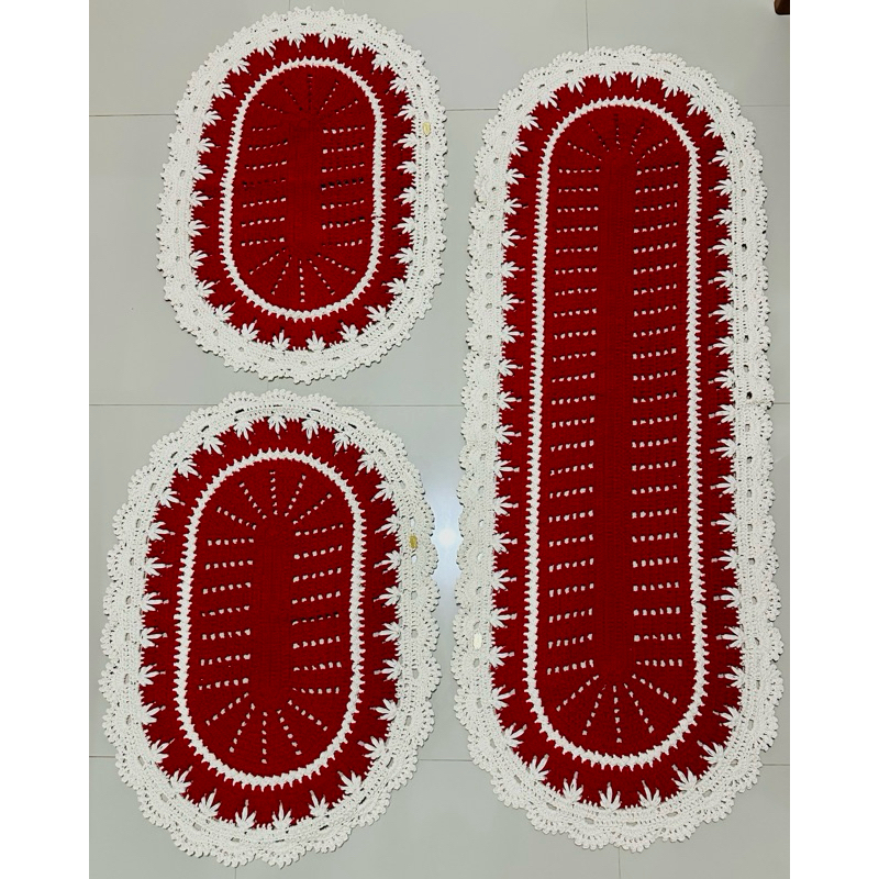 ✨Jogo de tapetes para cozinha Royal em crochê / LINHA BARROCO / 03 peças ✨