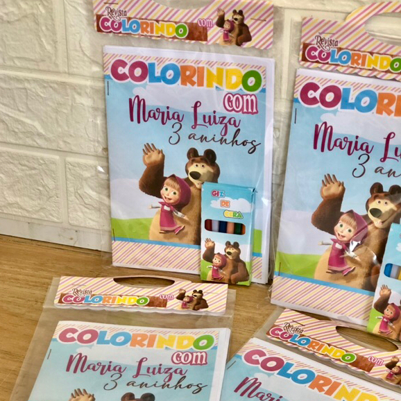 Livro de Colorir Marsha e o Urso Personalizado | Revistinha | Lembrancinhas | Aniversário
