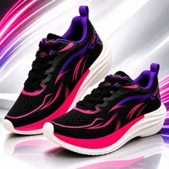 Tenis Feminino Escolar Academia Maratona Original FREEDOM Corrida Caminhada Lançamento FLORECENTE PRETO PINK TENDENCIA