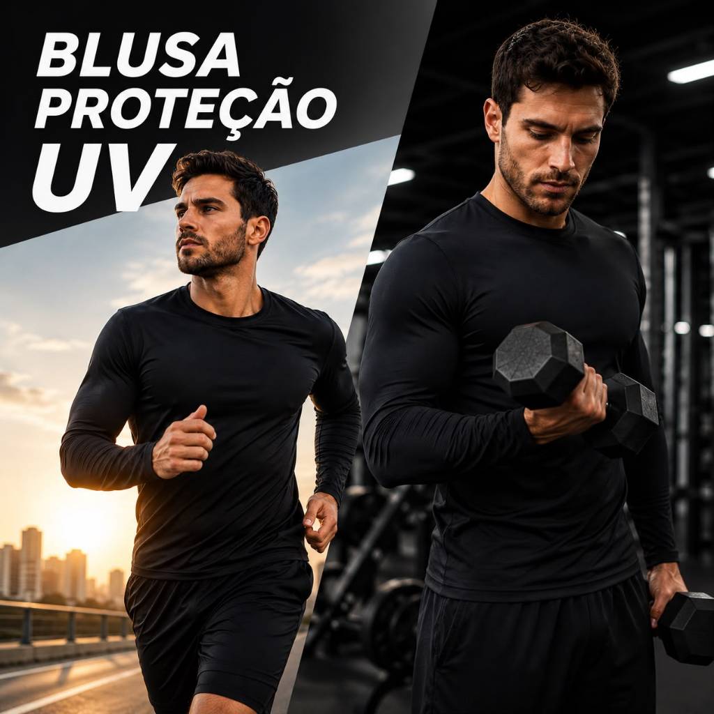 Blusa Térmica UV50+ Camiseta Segunda Pele Dry Fit Proteção Solar Academia Unissex