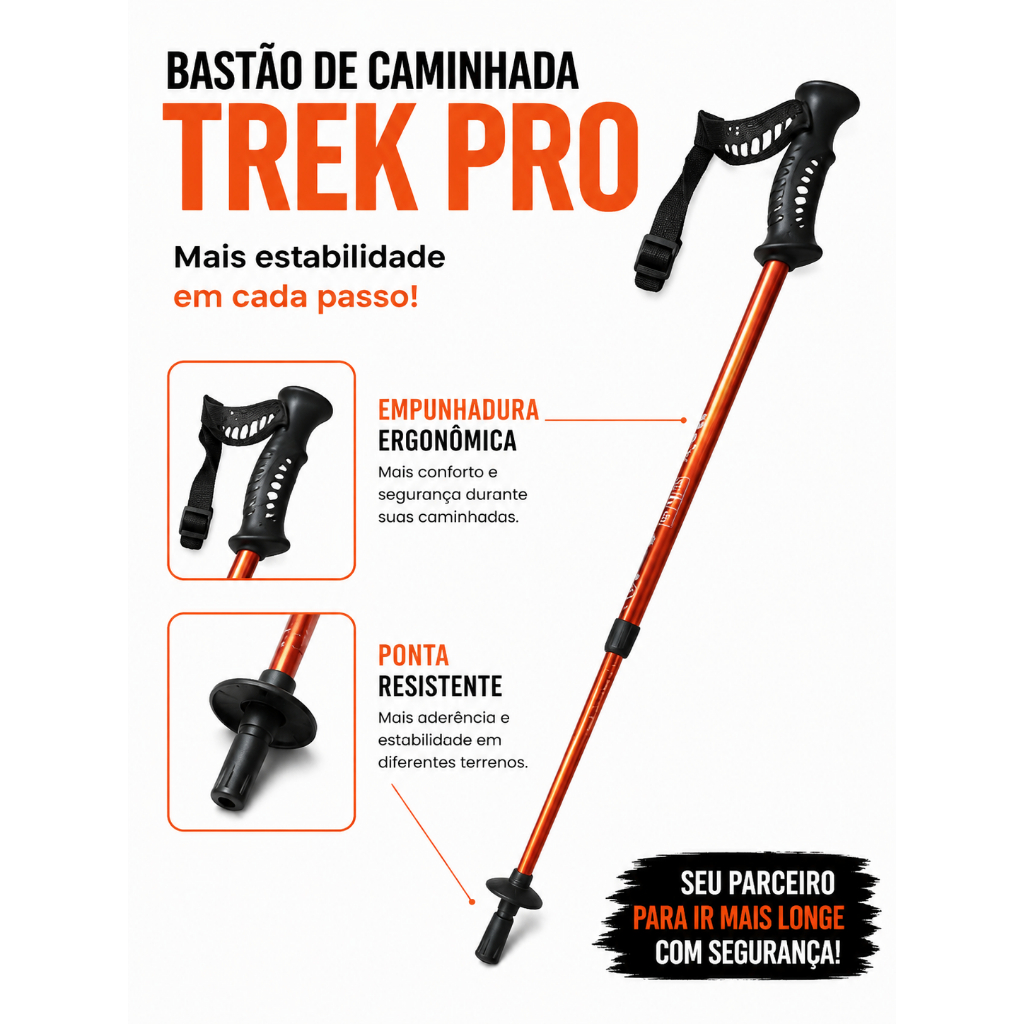 Bastão de Caminhada NTK Trek Pro Ajustável Anti-Shock Duralumínio Trekking