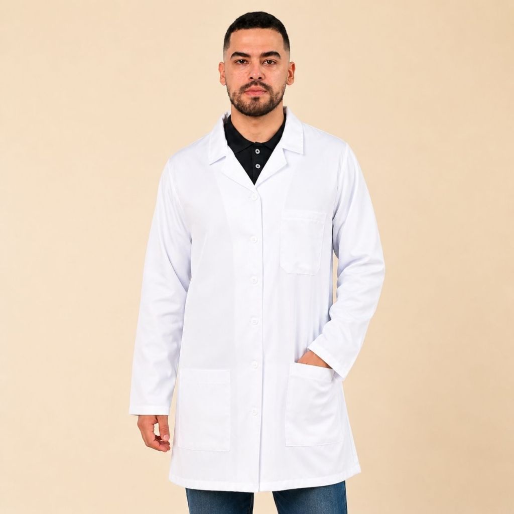 Jaleco Masculino Oxford Para Trabalhar Balconista Farmácia Médico Dentista Farmacêutico Hospital