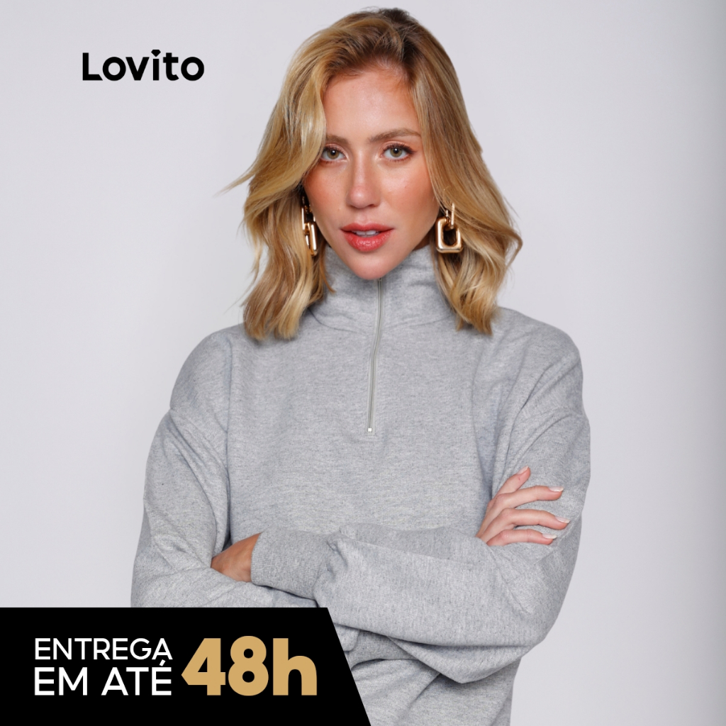 Imagem Lovito Moletom Feminino Gola Esporte com Ziper Moda Inverno Feminino SRB18431873