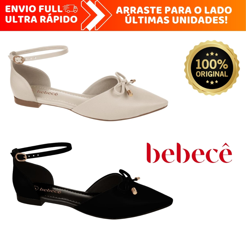 Sapatilha Slingback Feminina Bebecê Bico Fino Laço Social Conforto Elegante
