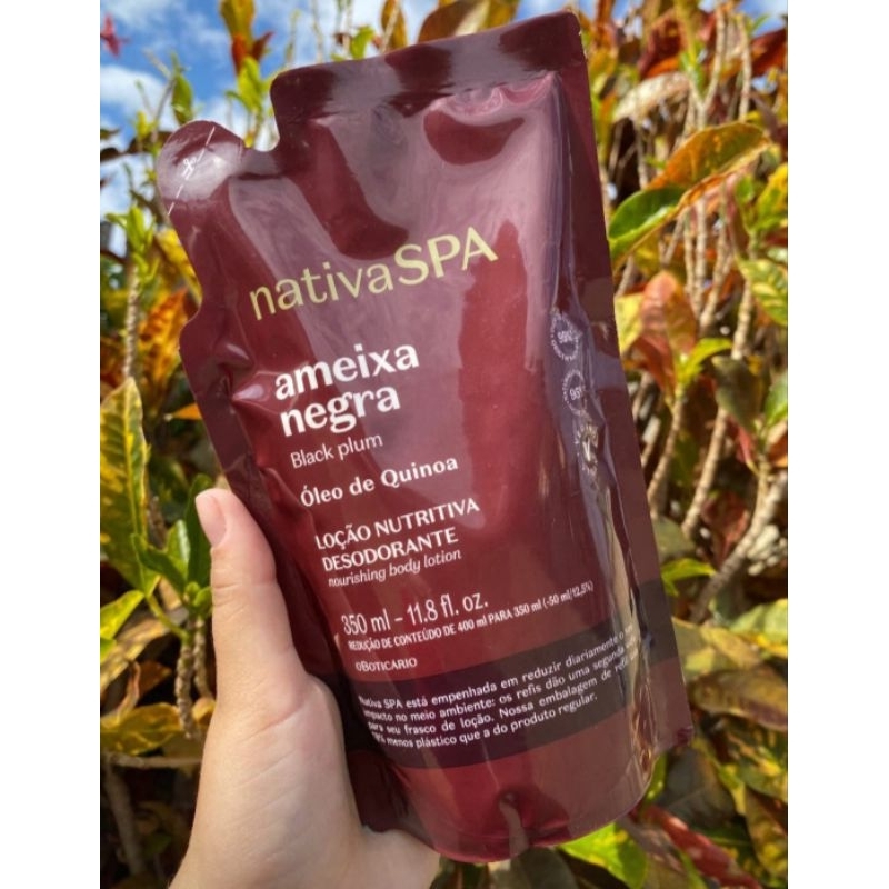 Refil Hidratante Loção Corporal Desodorante Ameixa Negra Nativa SPA O Boticário 350ml Original Val 02/29 Vegano.