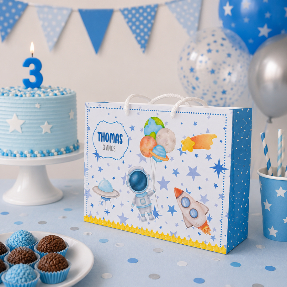 Kit Festa Sacolinha Personalizada Astronauta | Lembrancinha de Aniversário