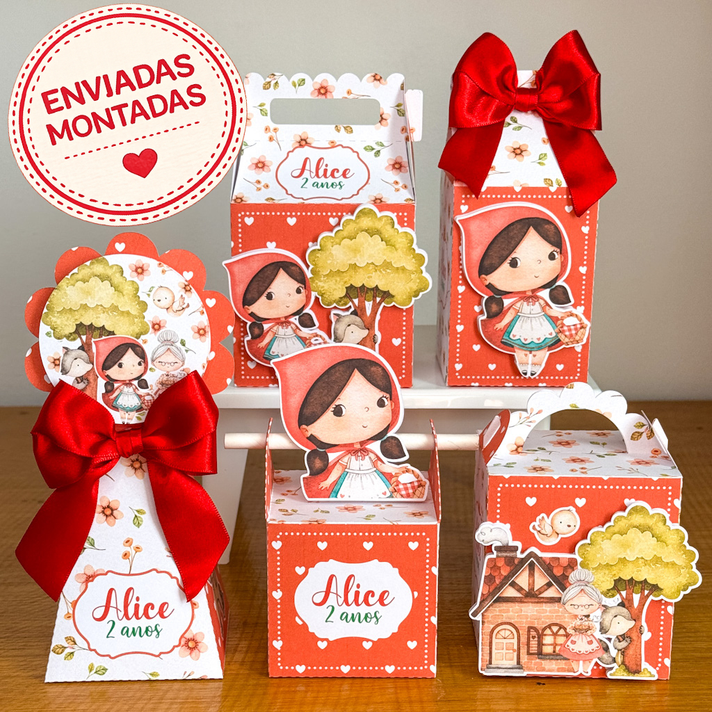 Kit Caixinhas Personalizadas Chapeuzinho Vermelho - Lembrancinhas Festa Infantil Aniversário