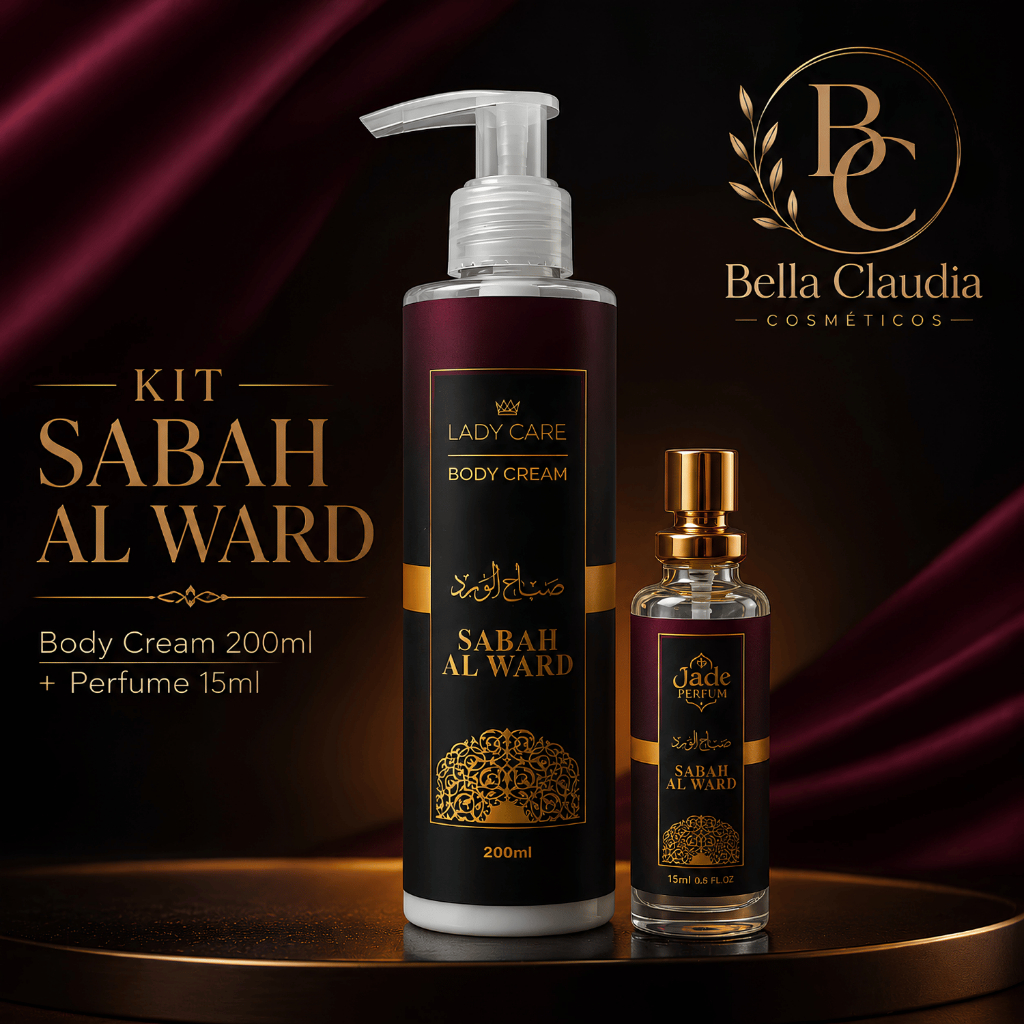 Kit Sabah Al Ward Body Cream 200ml + Perfume 15ml Hidratante Corporal Feminino