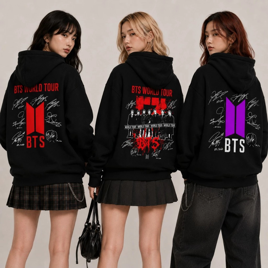 Moletom Canguru Unissex BTS World Tour Lançamento Álbum BTS Arirang Kpop Boné Exclusivo 100% Algodäo