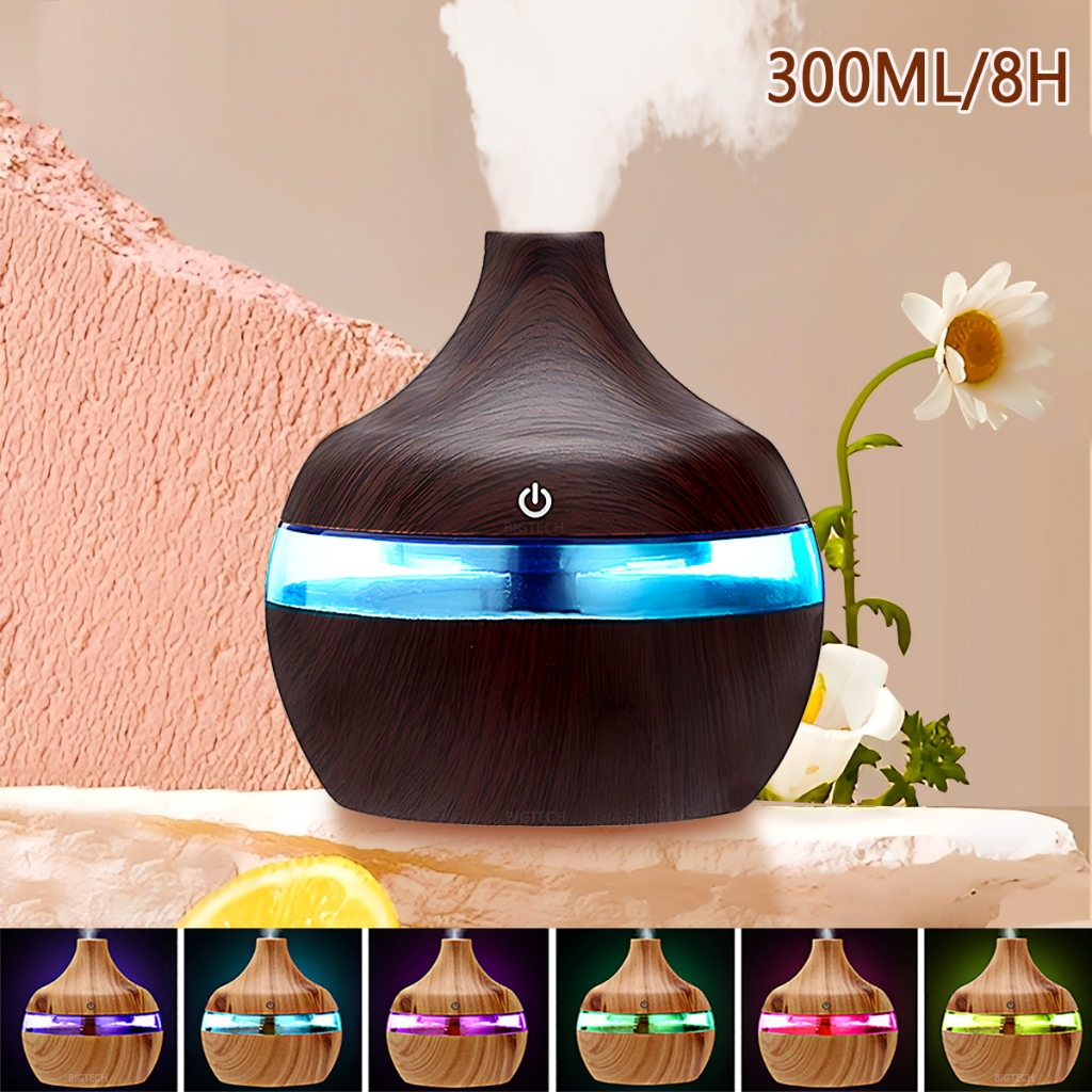 Umidificador De Ambiente Portátil Difusor De Aromas 7 Led Usb Elétrico E Aromatizador Óleo Essência