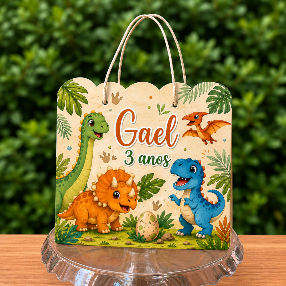 Sacolinhas Personalizadas Festa Aniversário Dinossauros Lembrancinha Pegue E Monte Com Alça 20x15x5
