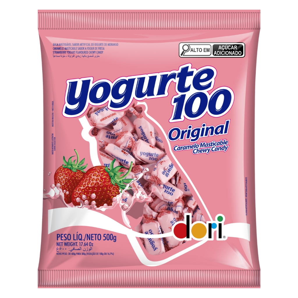 Balas Mastigáveis Yogurte 100 Original 500g Dori