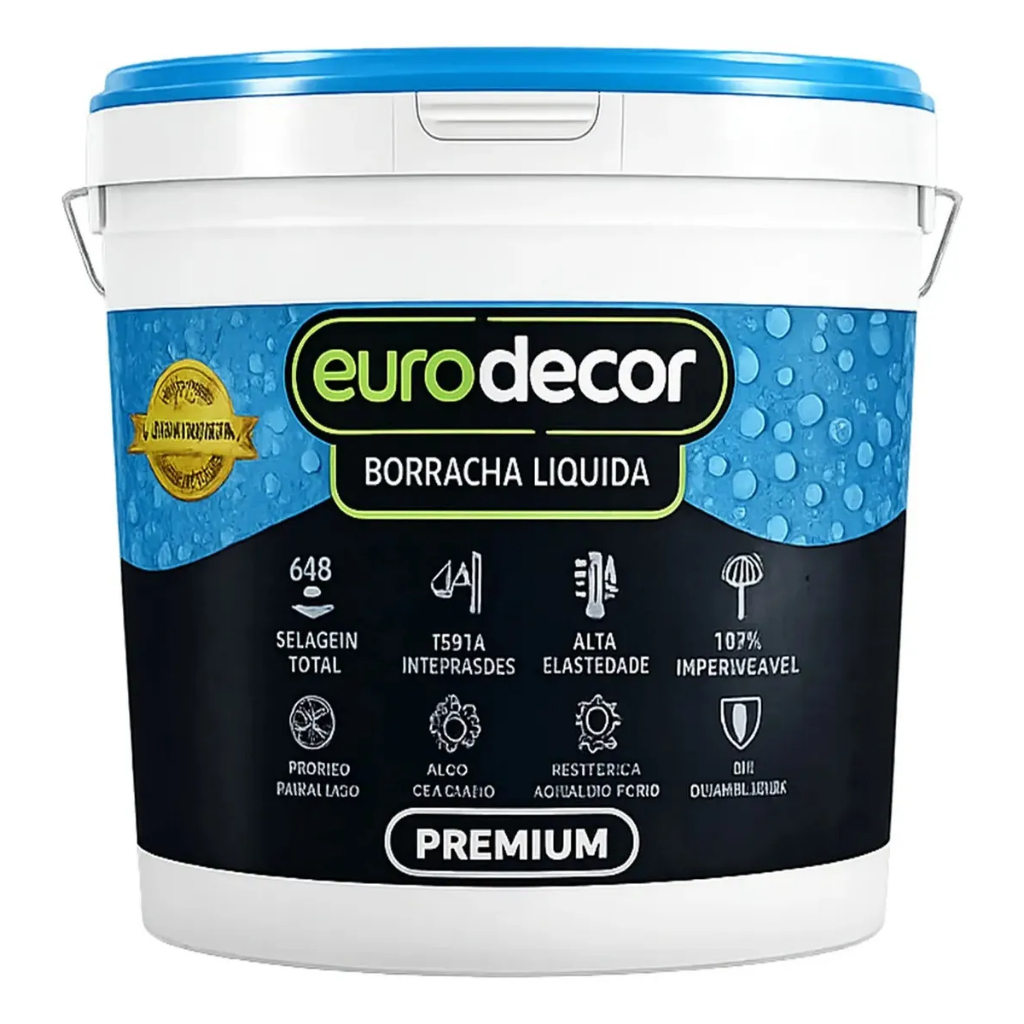Borracha Líquida Impermeabilizante Eurodecor 4kg Branco Neve Antimofo para Paredes Telhados e Fachadas