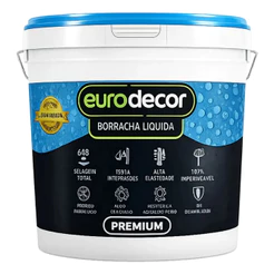 Borracha Líquida Impermeabilizante Eurodecor 4kg Branco Neve Antimofo para Paredes Telhados e Fachadas