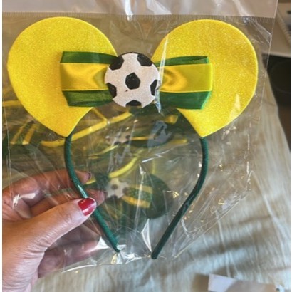 Tiara Arquinho Orelhas Da Minnie Amarelo Seleção Brasileira - Mais vendido