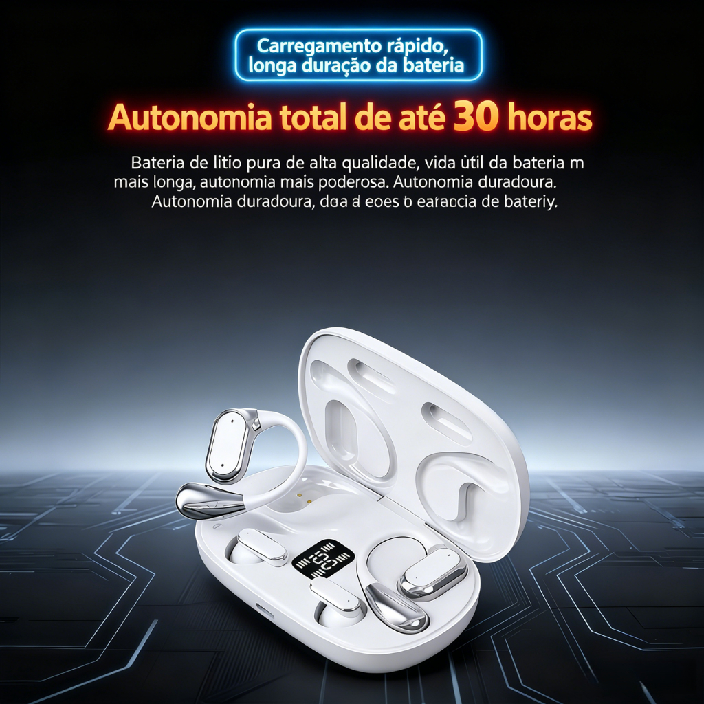 Fone de Ouvido Bluetooth 5.4 Sem Fio TWS Quatro Fones Display LED Redução Ruído Esportivo -B6 · foto 2
