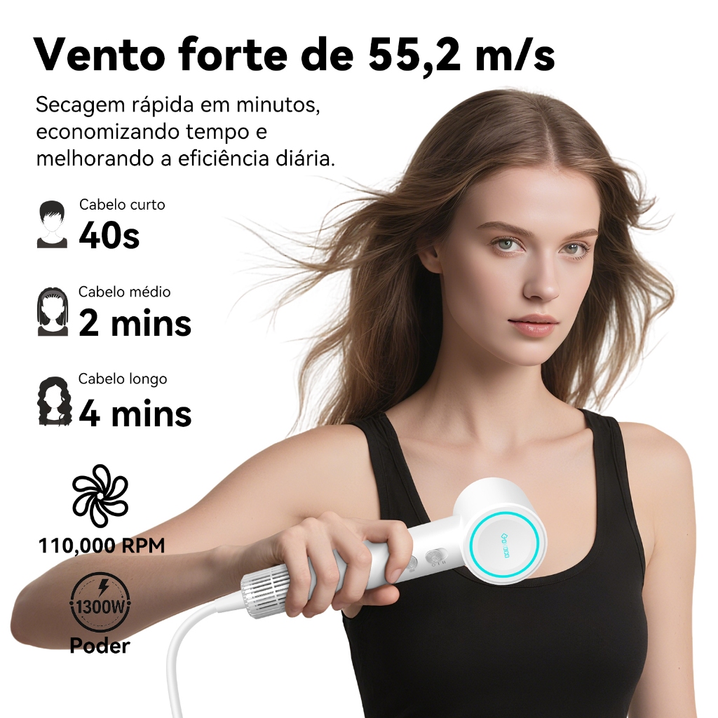 GOKOCO Mini Secador de íons negativos Cabelode Alta Velocidade Secador de Cabelo Portátil Baixo Ruído Secagem rápida · foto 2