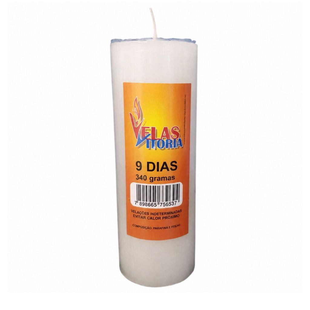 KIT Vela De 9 Dias 340g Parafina Pura - Kit C/ 6 Unidades