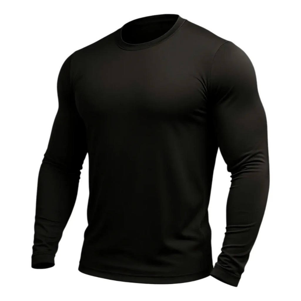 Camiseta Térmica Masculina Proteção UV50+ Peluciada Segunda Pele Ideal para Clima Frio Malha Resistente Premium