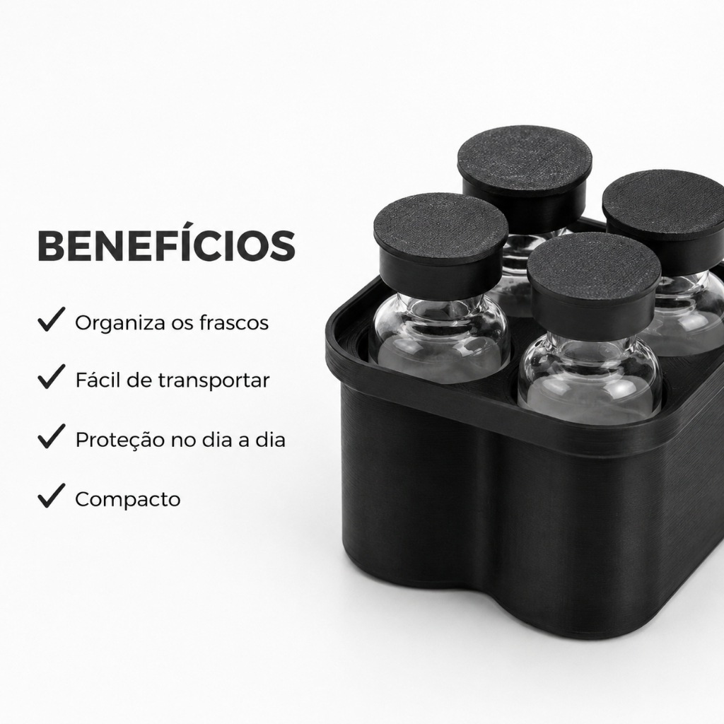 Estojo Organizador Ampolas Tirze e Pep Frascos 3ml Case Porta Injeção Tampa 2/4 Espaços