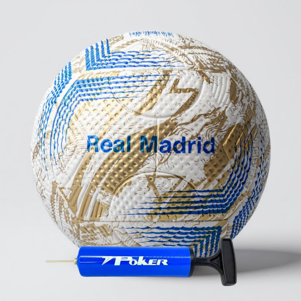 Bola Futebol Time Real Madrid Clube Oficial Futebol Resistente Campo Society Tamanho 5 Profissional + Bomba de Ar