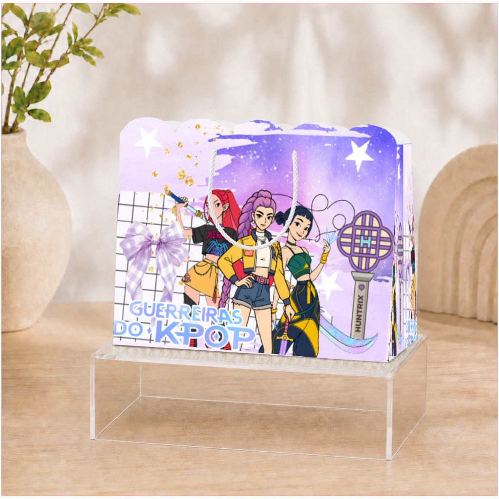 Kit Sacolinhas Personalizadas Guerreiras do K-Pop  para Lembrancinhas (20x15x5cm) para Lembrancinhas - Diversos Temas